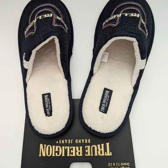 BNWT True Religion Men's (Size Large 11-12) Denim Slide-In Slippers - Picture 7 of 16